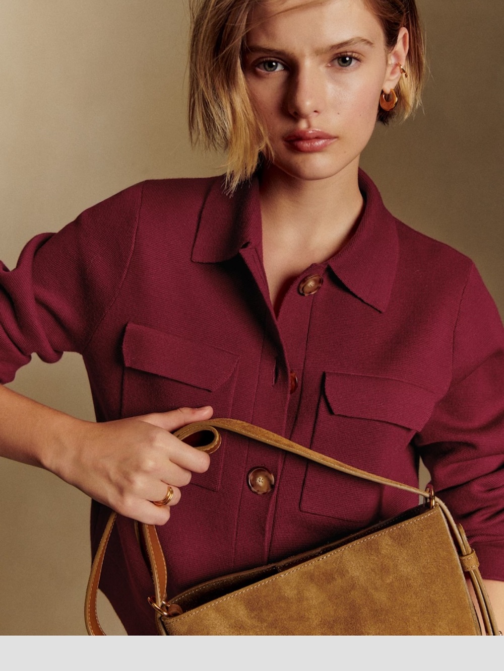 Sezane Betty Cardigan in Burgundy